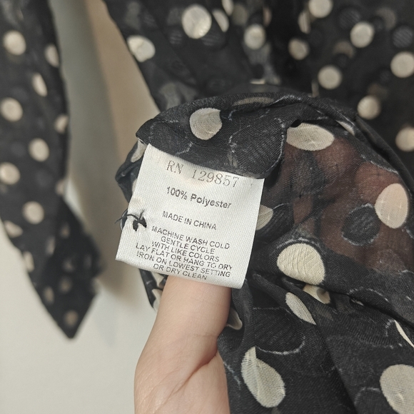 THE SHIRT By Rochelle Behrens Long Sleeve Polkadot Chiffon Mini Shirt Dress Sz S - Picture 14 of 14